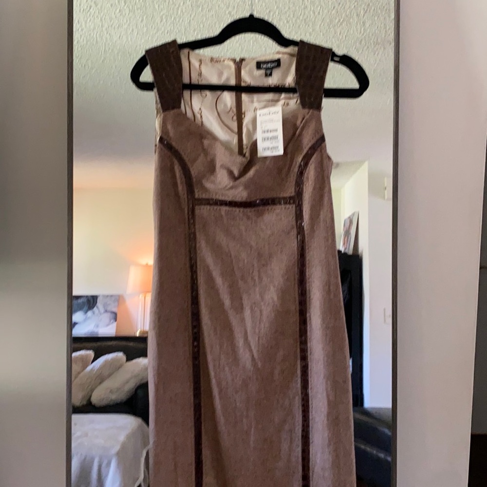 Bebe Brown dress Faux Croc Trim